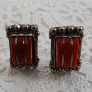 Vintage Cmb 925 Mexican Silver Red Carnelian Scre… - image 1